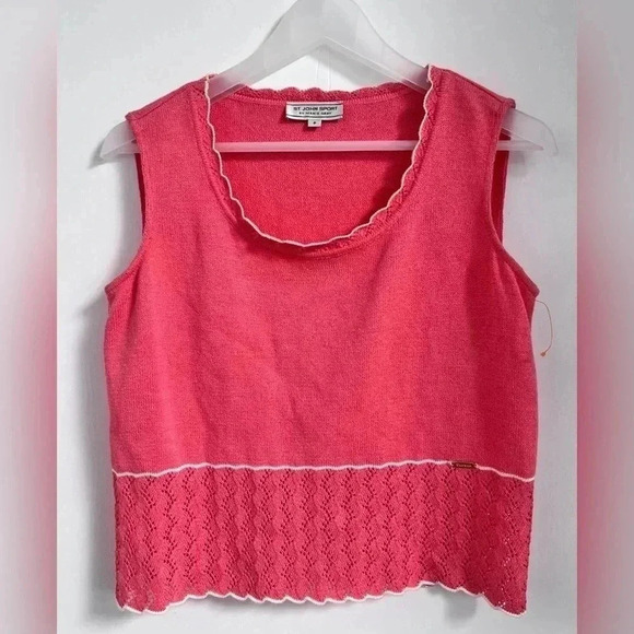 St John Pink Scallop Eyelet Tank LIKE NEW - Picture 4 of 4